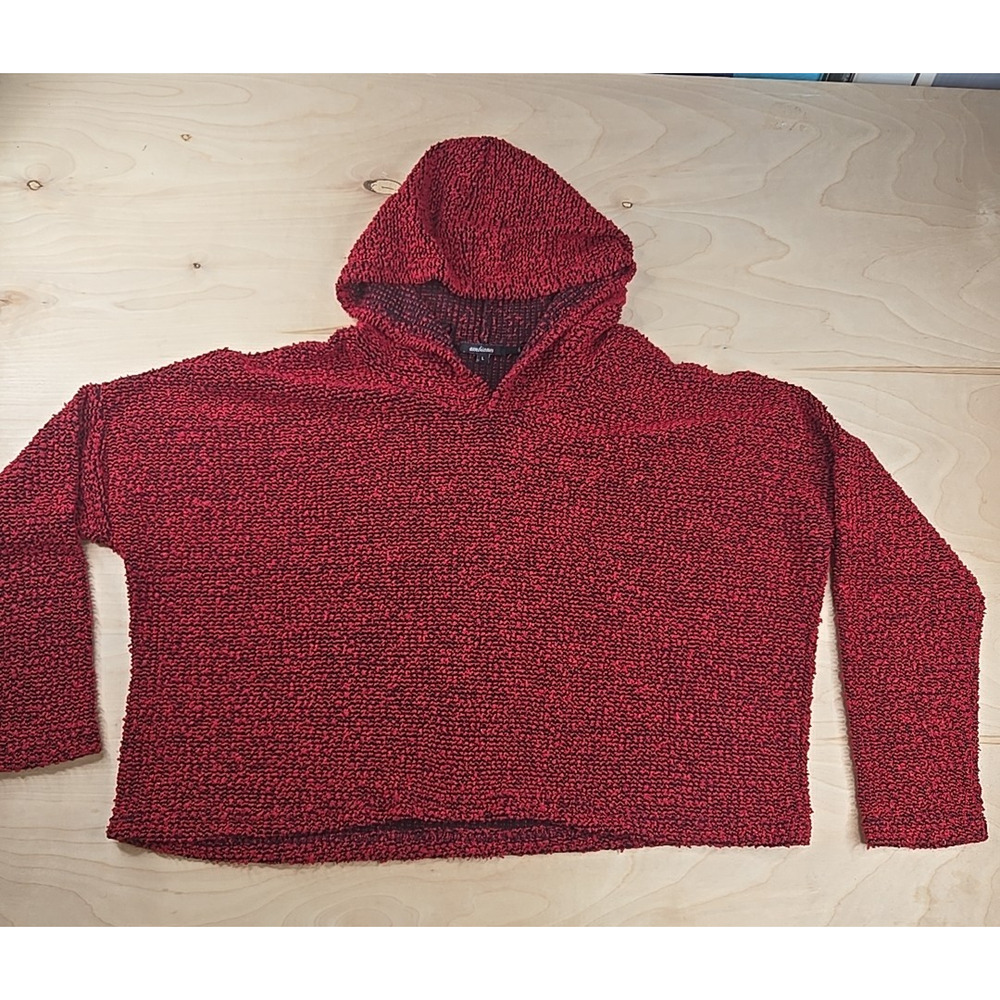 Ambiance Hoodie Women's L Red Cropped Pullover Soft Cozy Hooded